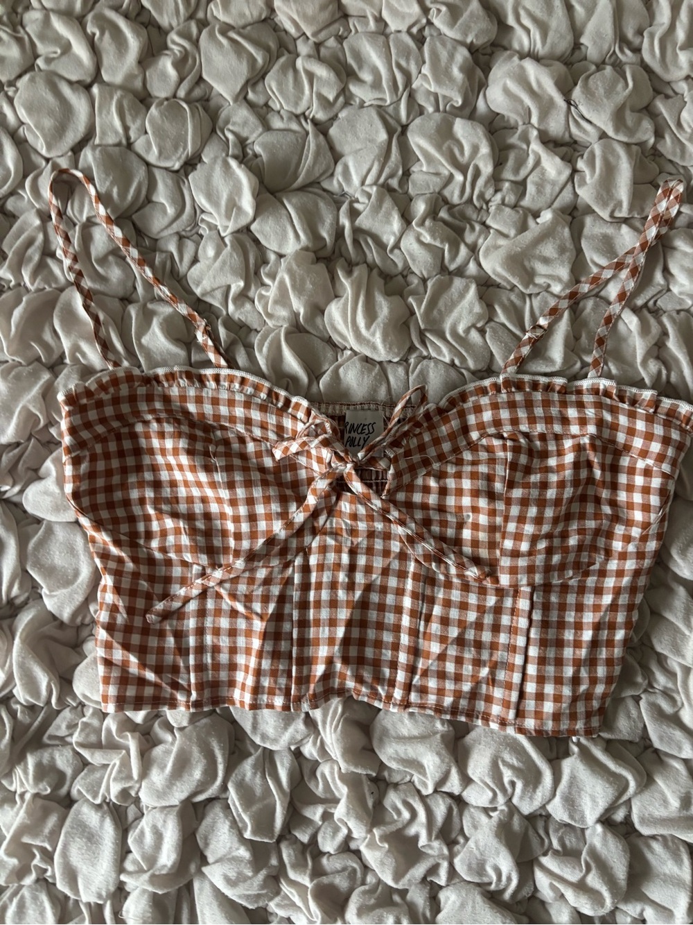 Princess Polly Brown Gingham Tie-Front Cami